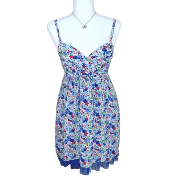 Abercrombie & Fitch Dresses & Skirts - Abercrombie & Fitch Watercolor Floral & Tulle Thin Strap Summer Dress Size Small